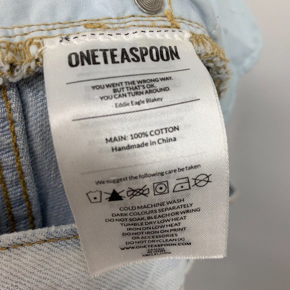 One Teaspoon Denim Skirt Blue 2020 High Waist Mini Distressed Fray Hem - Picture 13 of 13